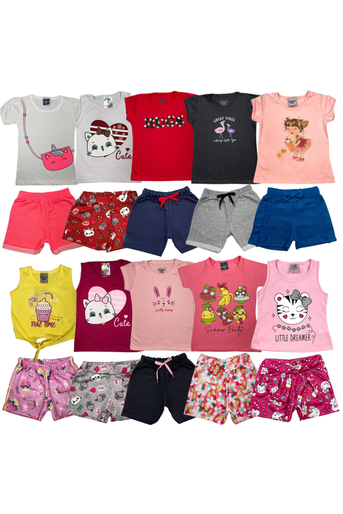Kit Lote Conjuntos Roupa Infantil Menina Feminino Atacado Barato