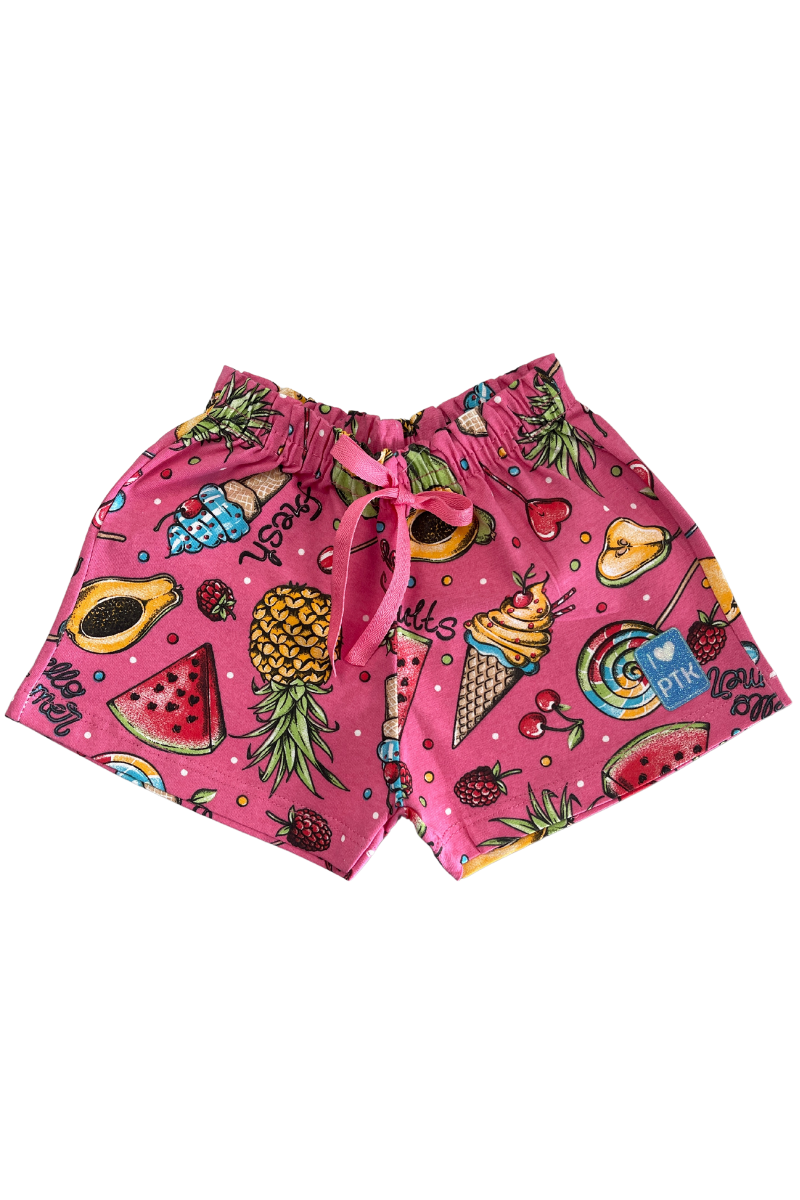 Short Bebê Menina Doces Pink - Pimentinha Kids