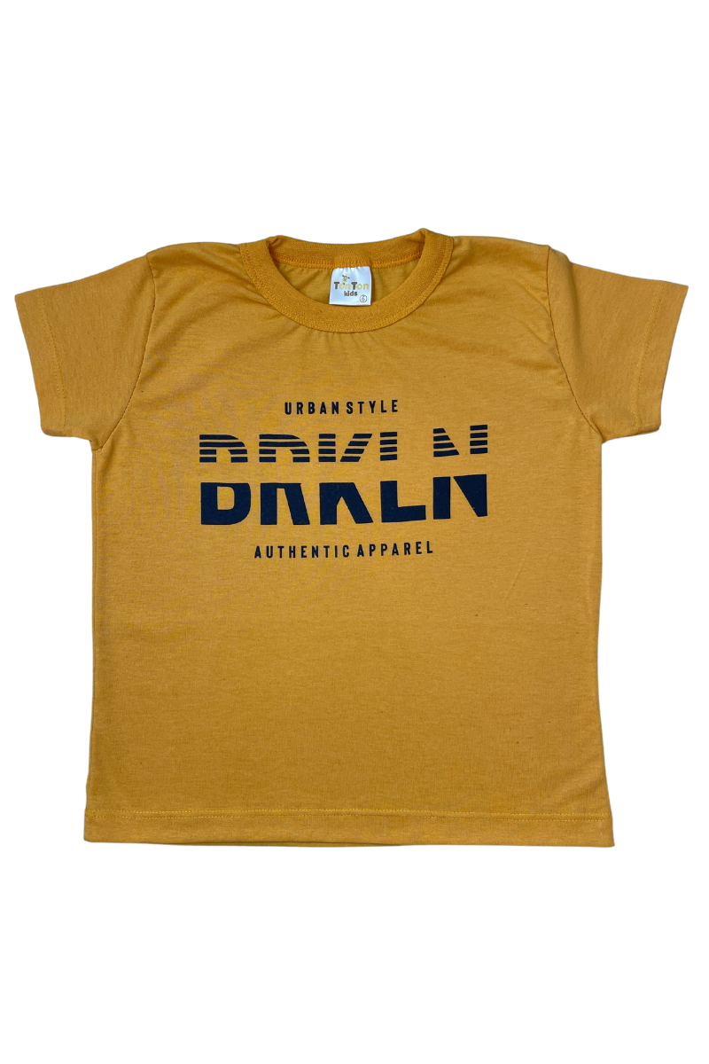 Camiseta Verão Menino Urbanstyle Mostarda - TonTon Kids