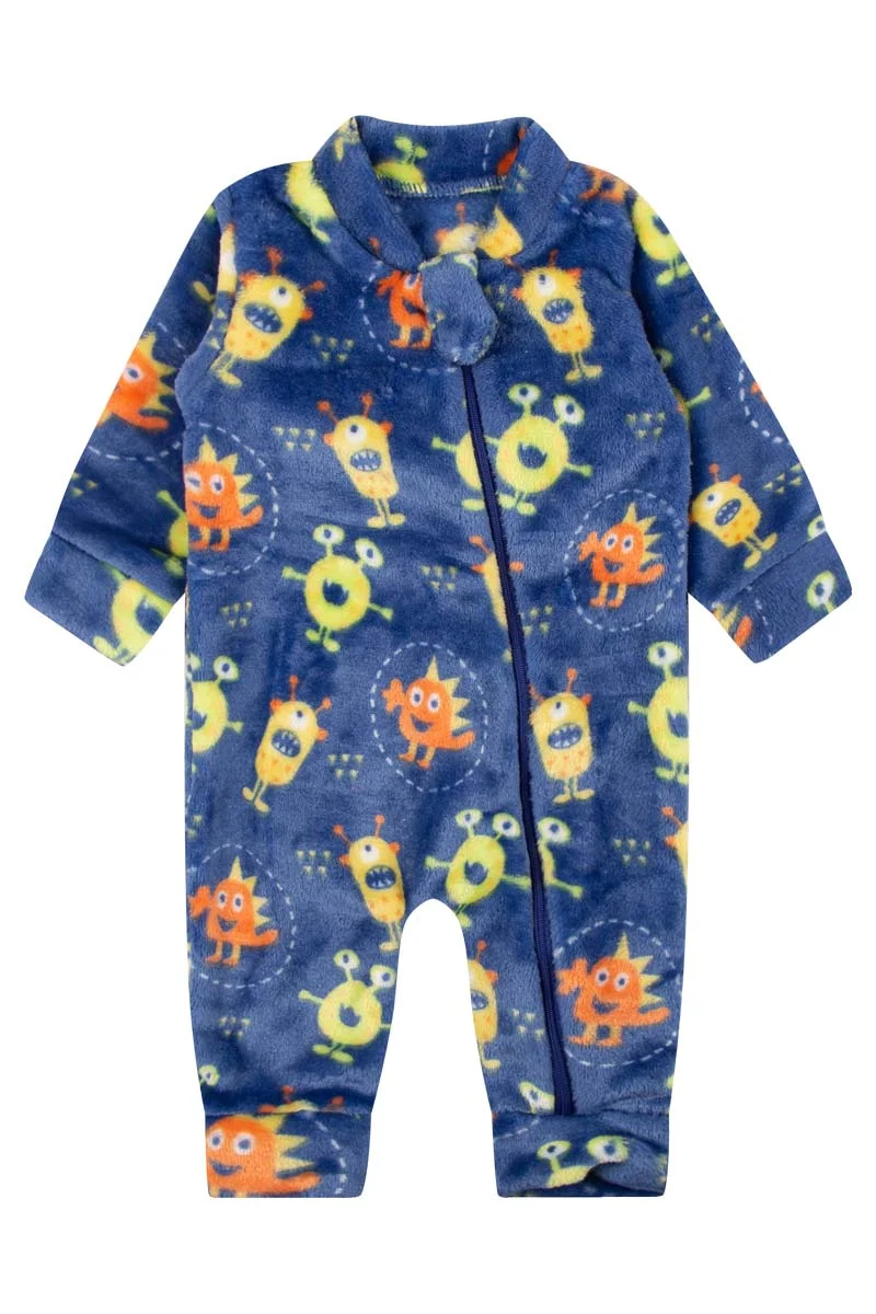 Macacão Fleece Bebê Menino Games Azul Royal Freedom Baby