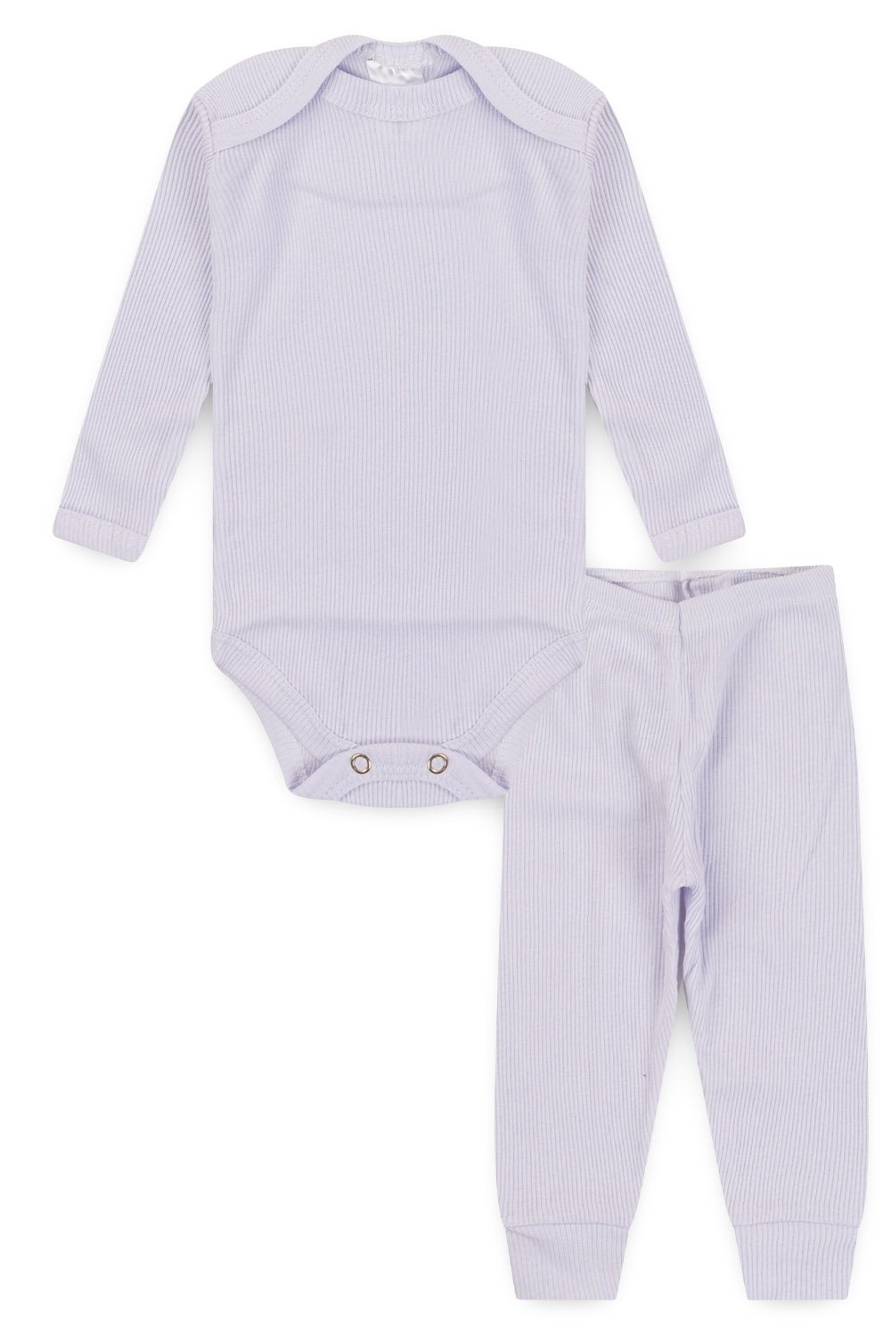 Conjunto Body Bebê Inverno Unissex 2 Peças Canelado Branco - TonTon Kids