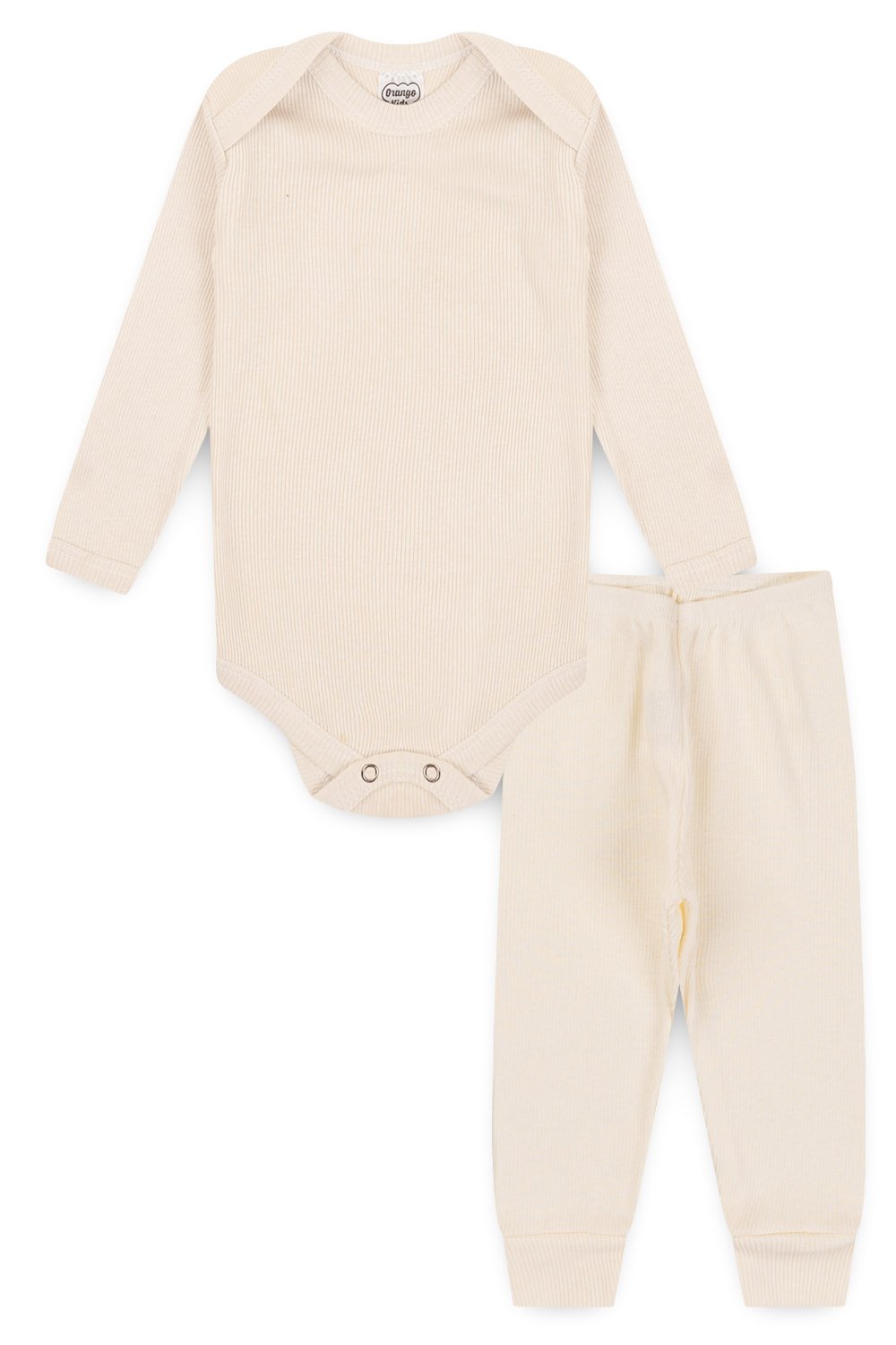 Conjunto Body Bebê 2 Peças Canelado Off White - Orango Kids