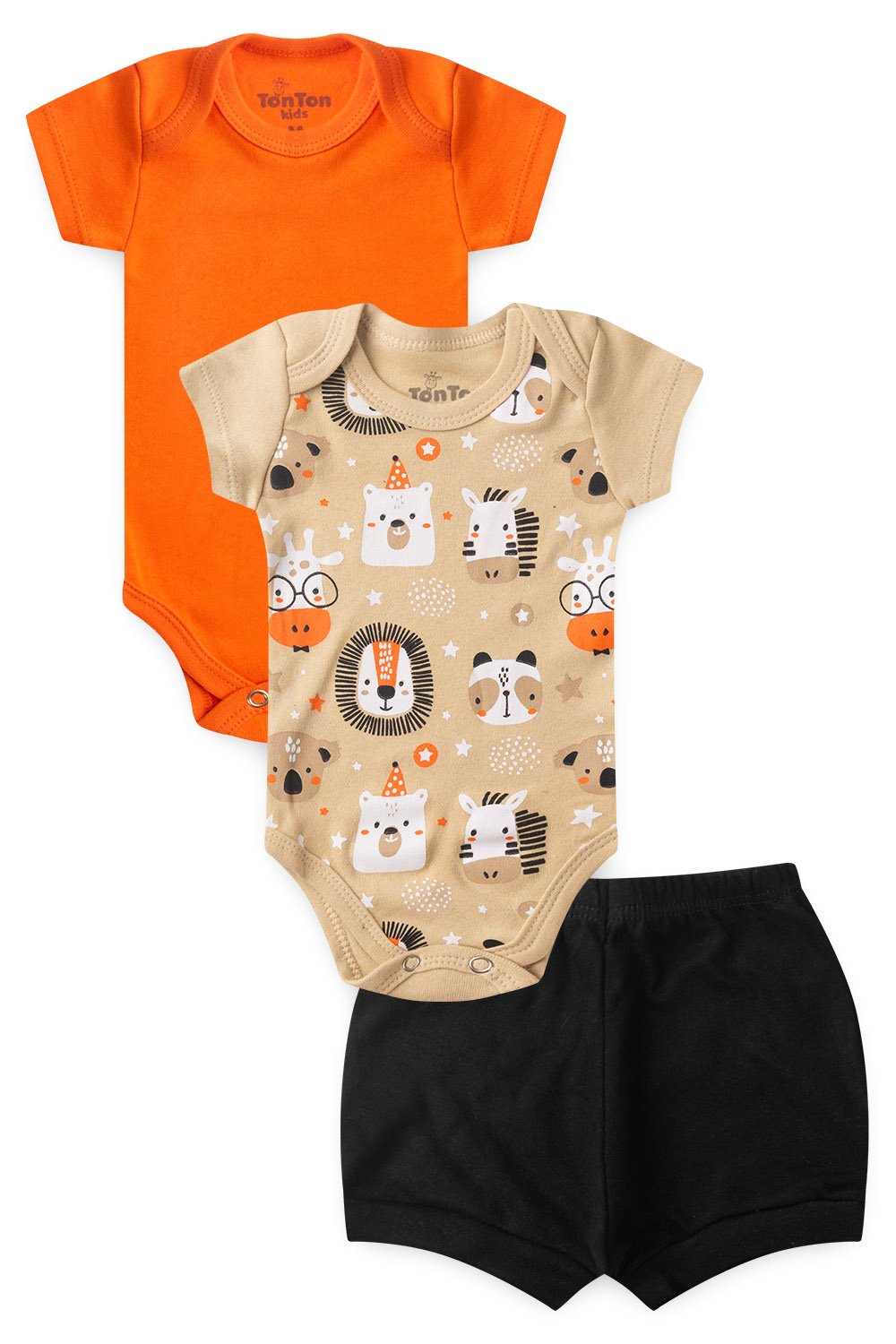 Kit Body Bebê Verão Menino 3 Peças Safari Areia - TonTon Kids