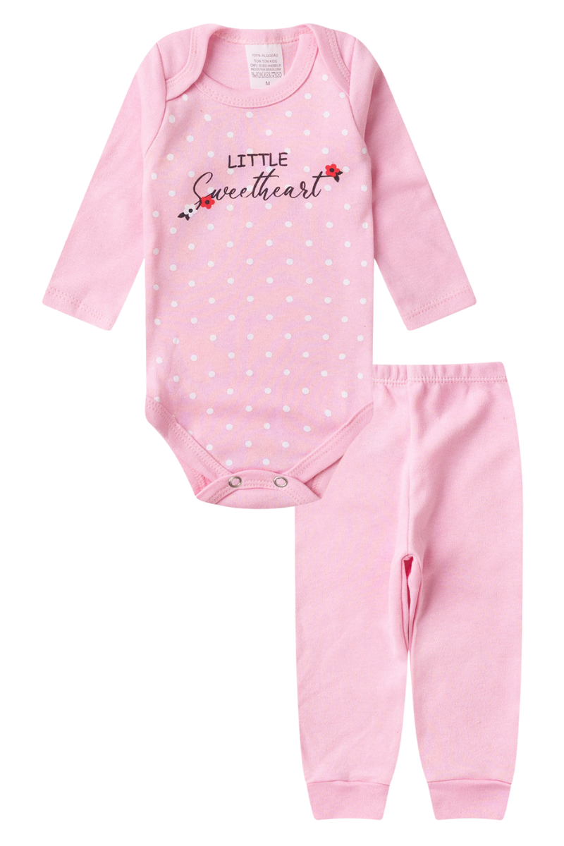 Conjunto Body Bebê Inverno Menina 2 Peças Little Rosa - TonTon Kids