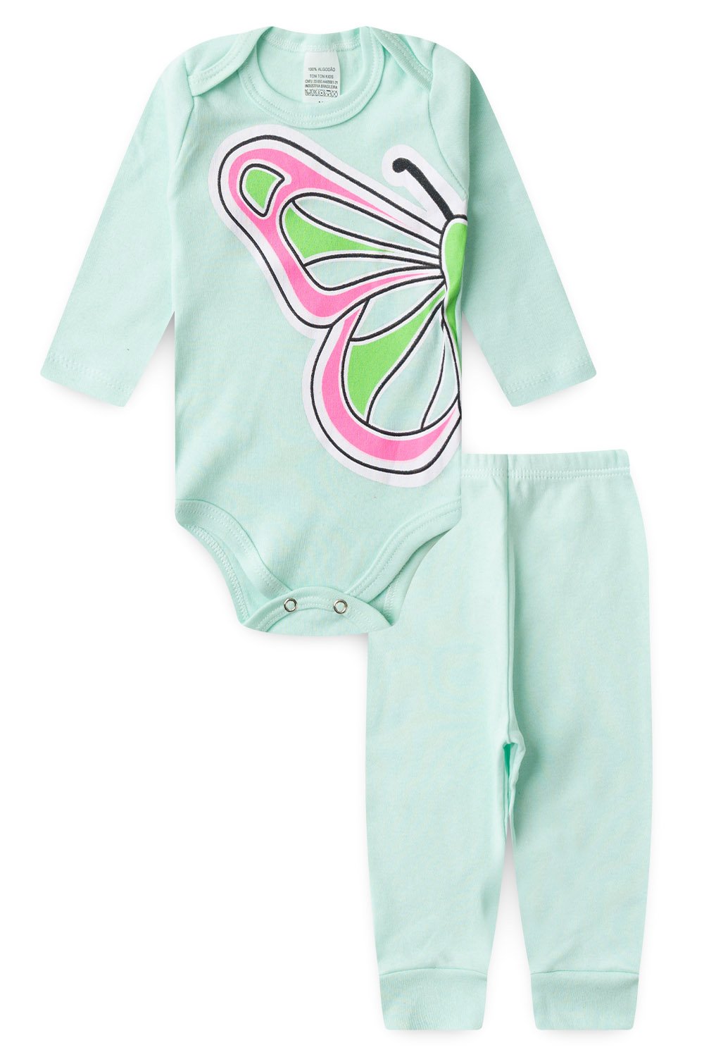 Conjunto Body Bebê Inverno Menina 2 Peças Borboleta Azul Claro - TonTon Kids