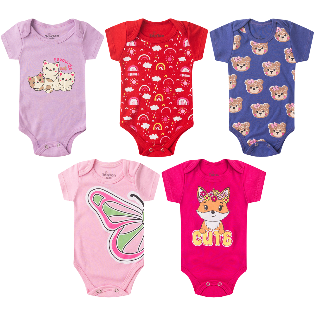 Kit Body Verão Bebê Menina 5 Peças Colorido - TonTon Kids