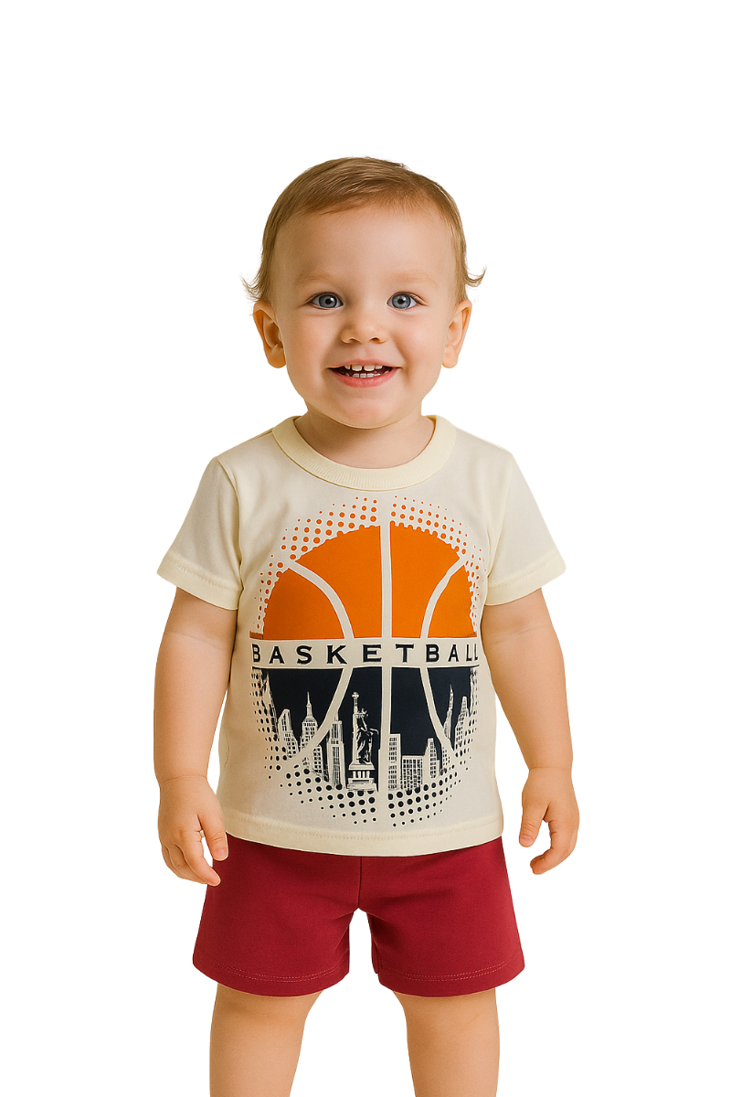 Conjunto Verão Menino Basketball Amarelo - TonTon Kids