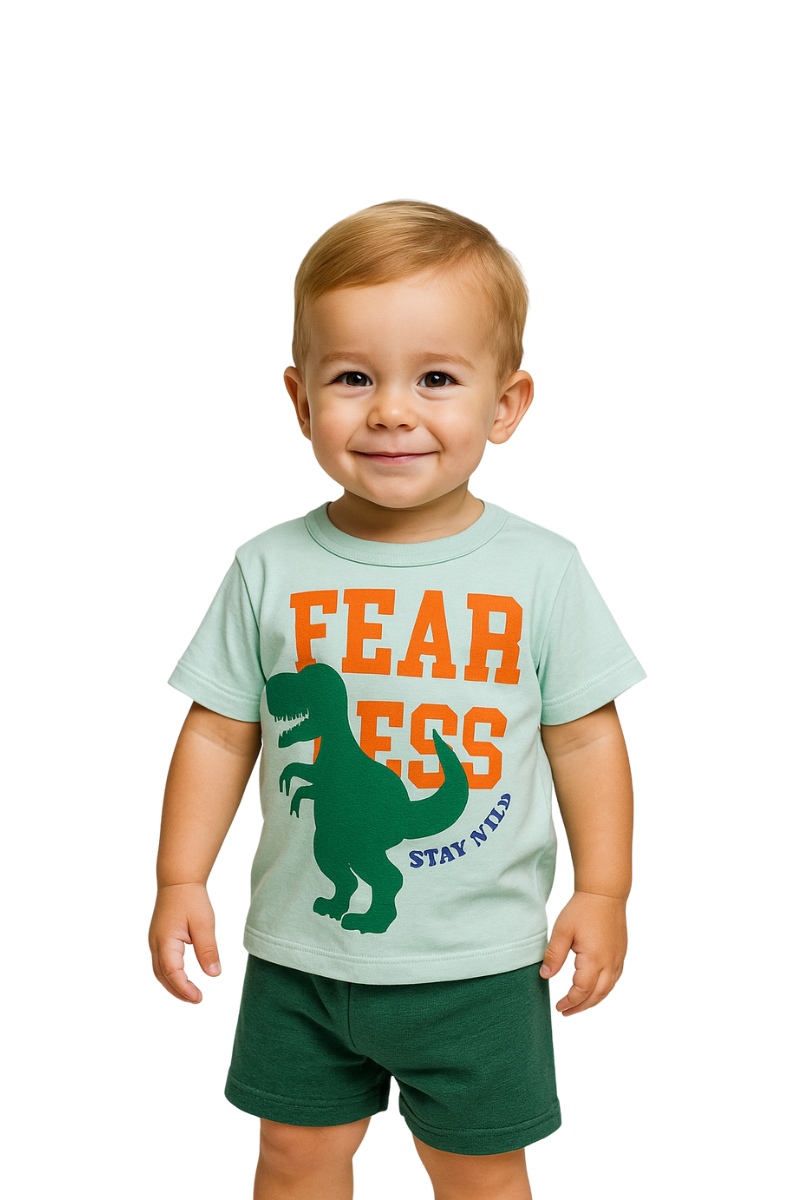 Conjunto Verão Menino Dino Verde Claro - TonTon Kids