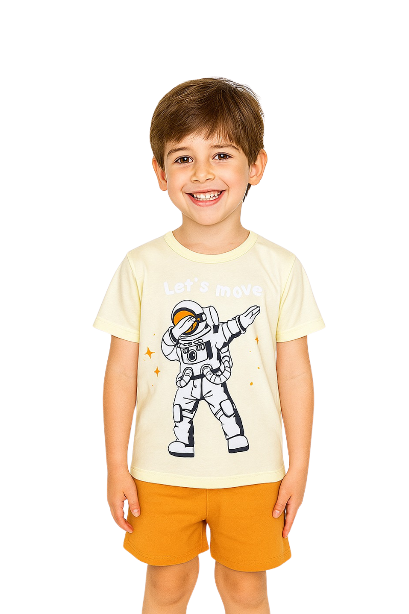Conjunto Verão Menino Astronauta Amarelo - TonTon Kids