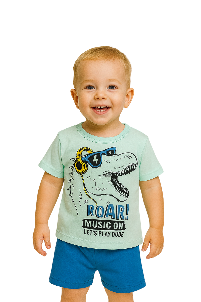 Conjunto Verão Menino Roar Verde Agua - TonTon Kids