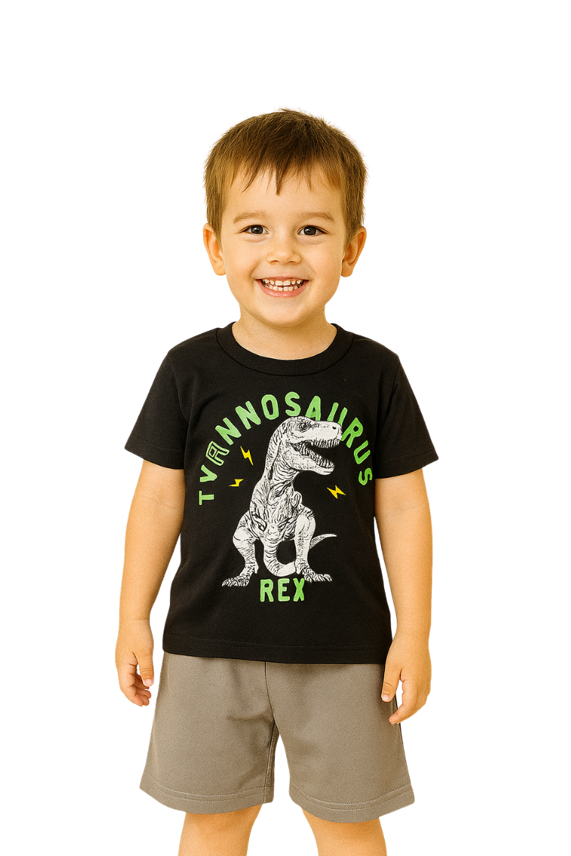 Conjunto Verão Menino Tyrannosaurus Rex Preto - TonTon Kids