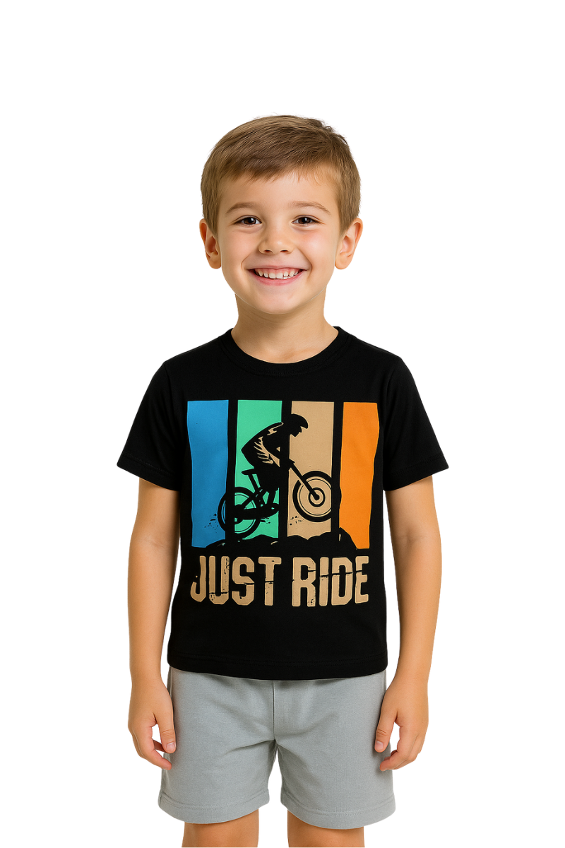 Conjunto Verão Menino Just Ride Preto - TonTon Kids