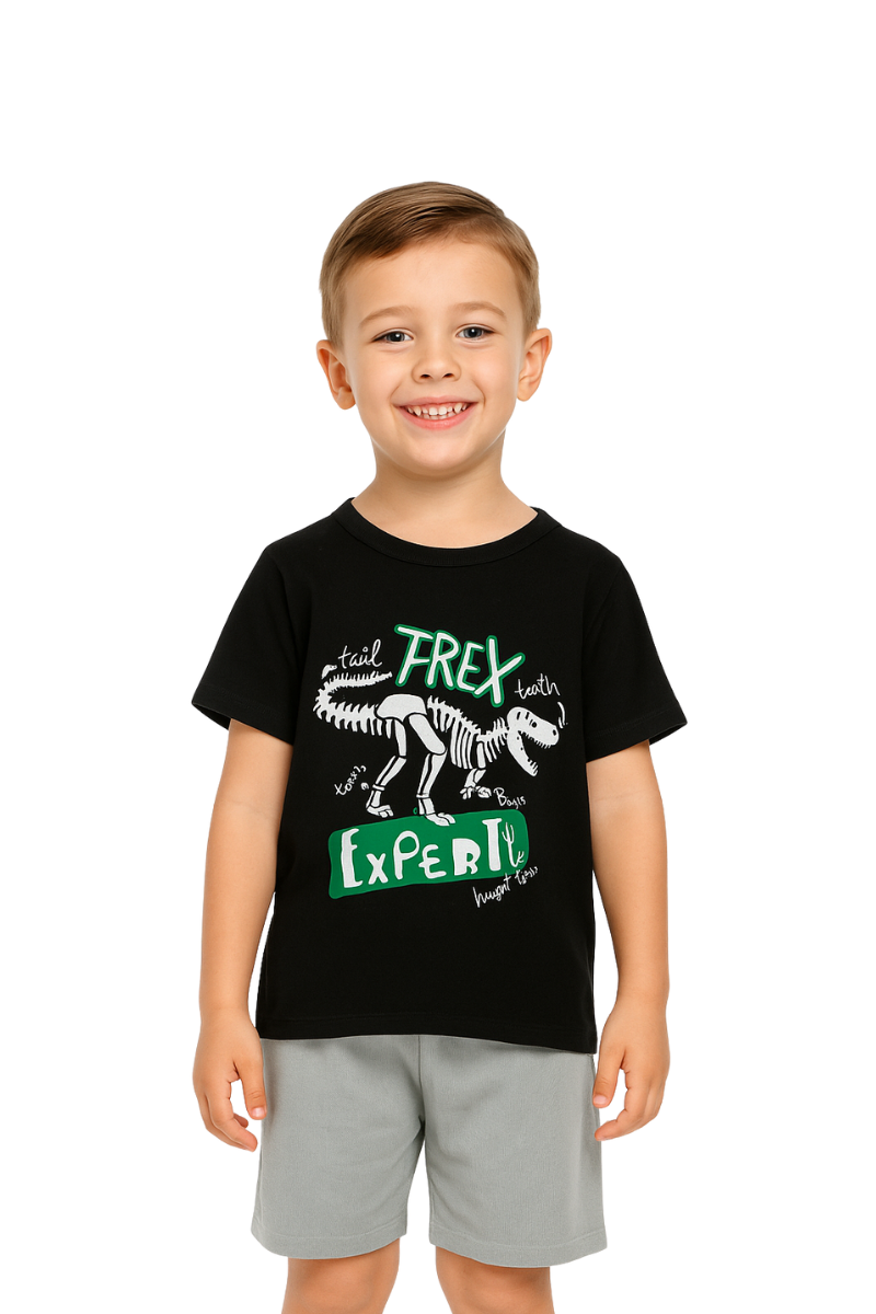 Conjunto Verão Menino T Rex Preto - TonTon Kids
