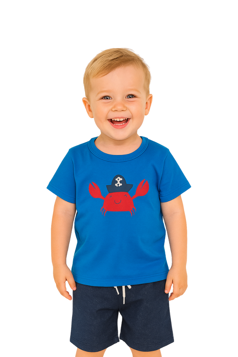 Conjunto Verão Menino Siri Azul Royal - Orango Kids