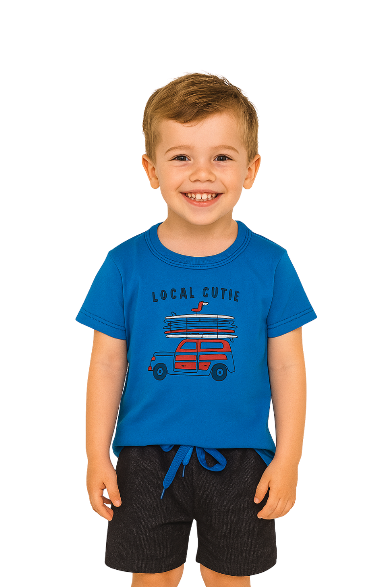 Conjunto Verão Menino Local Cutie Azul Royal - Orango Kids