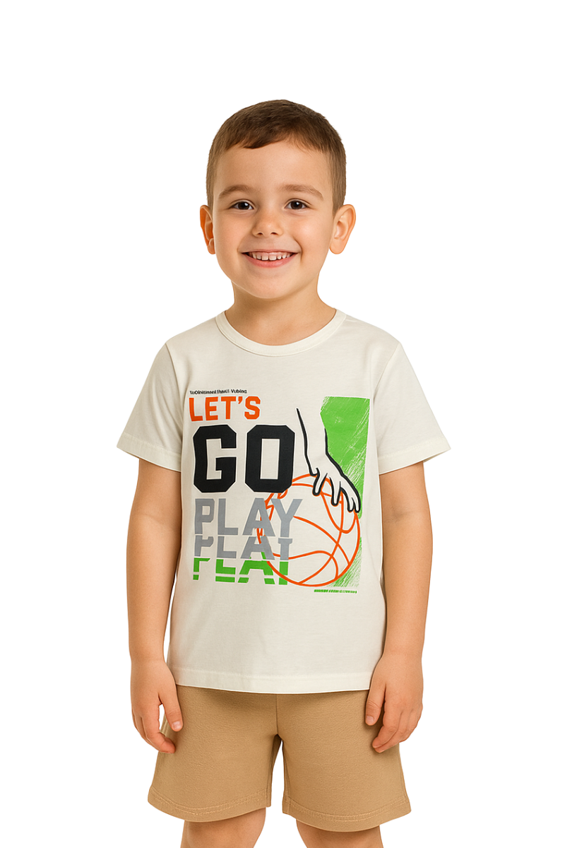 Conjunto Verão Menino Go Play Off White - TonTon Kids