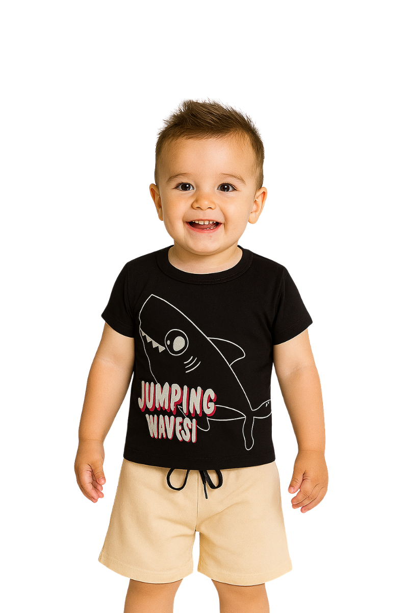 Conjunto Verão Menino Jumping Wavesi Preta - Orango Kids