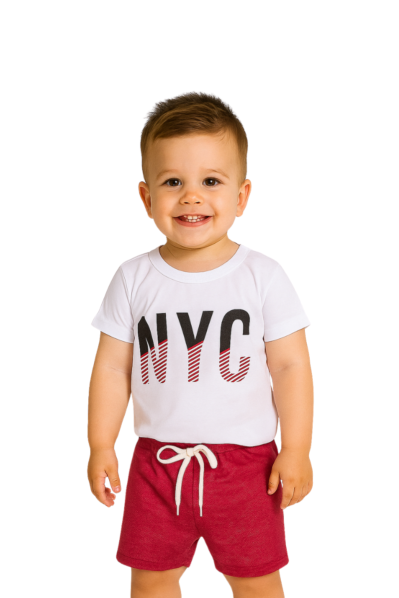 Conjunto Verão Menino Nyc Branco - Orango Kids
