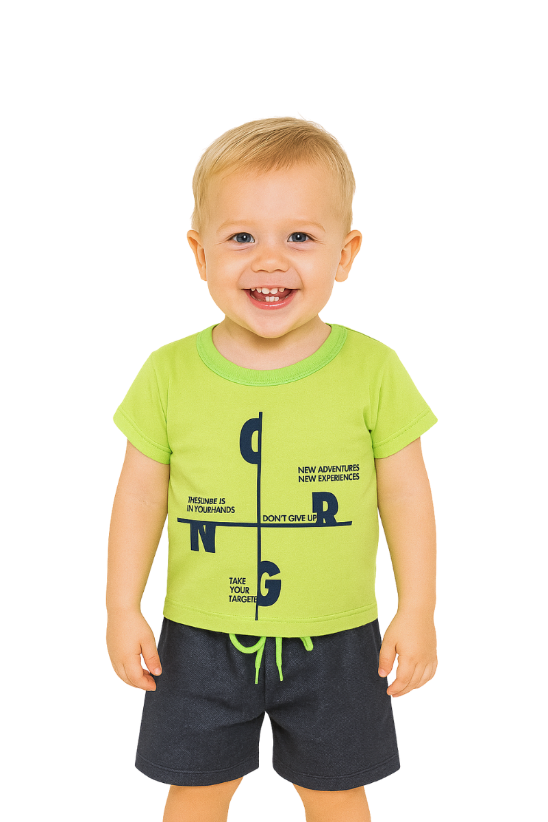 Conjunto Verão Menino Orng Verde Limao - Orango Kids