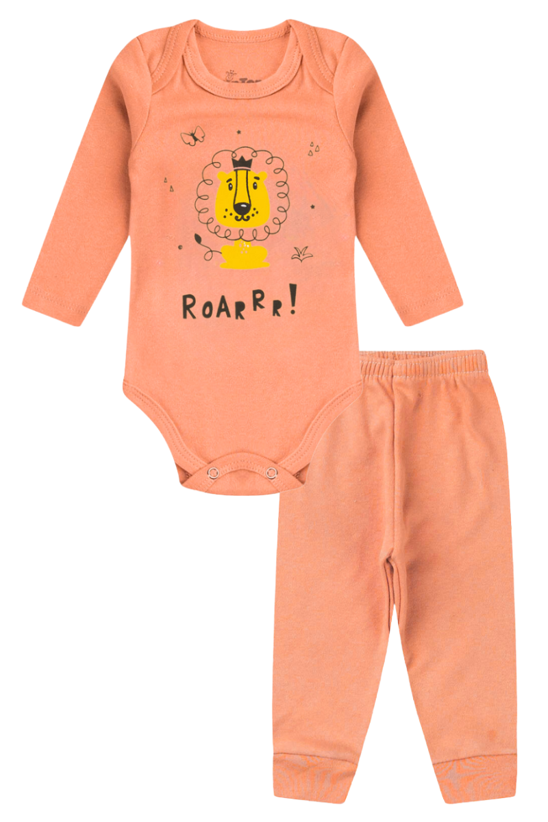 Conjunto Body Bebê Inverno Menino 2 Peças Leao Laranja - TonTon Kids Ton 2481 Lar