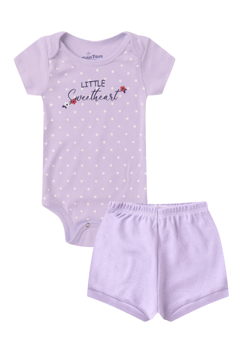 Conjunto Body Bebê Verão Menina 2 Peças Little Sweetheart Lilas - TonTon Kids
