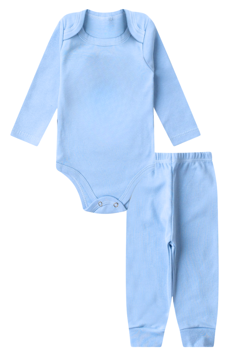 Conjunto Body Bebê Inverno Menino 2 Peças Suplex Azul - TonTon Kids