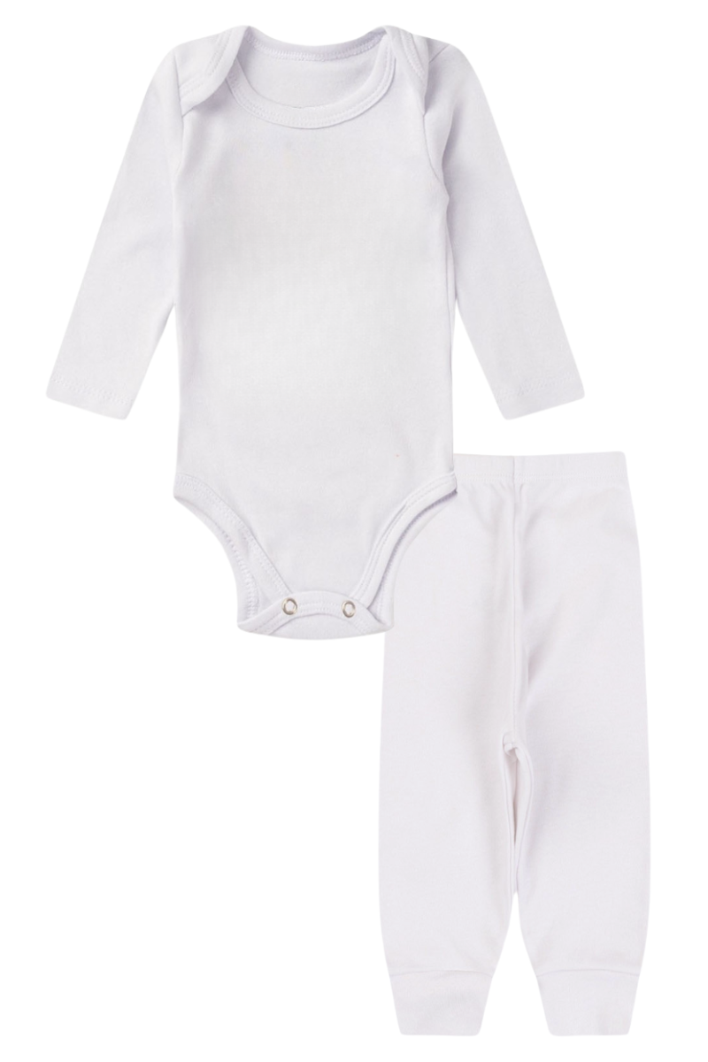 Conjunto Body Bebê Inverno Menino 2 Peças Suplex Branco - TonTon Kids