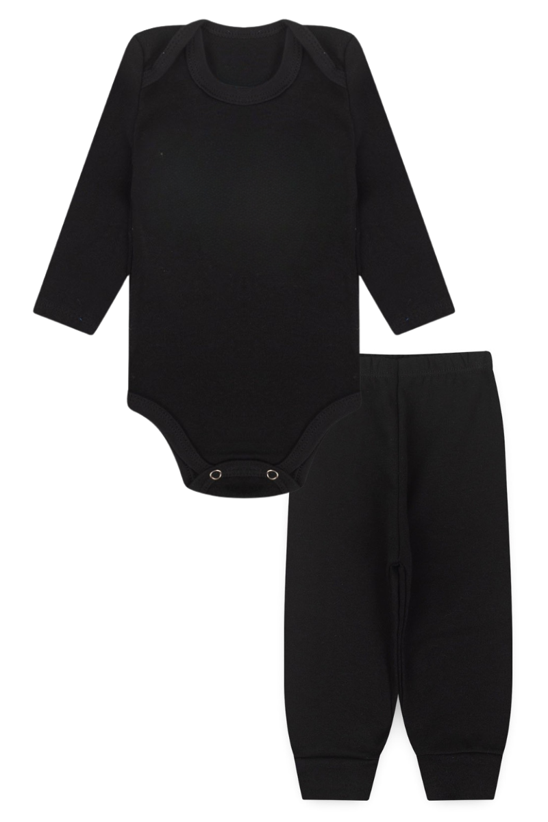 Conjunto Body Bebê Inverno Menino 2 Peças Suplex Preto - TonTon Kids