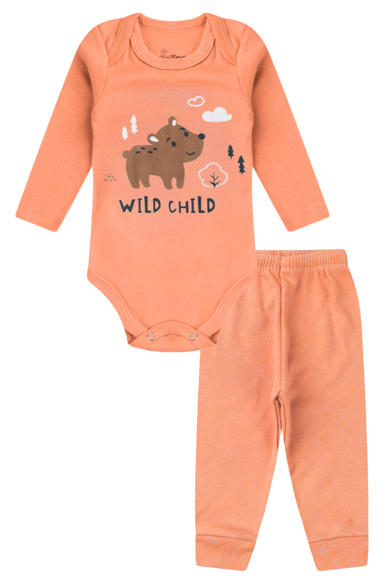 Conjunto Body Bebê Inverno Menino 2 Peças Wild Child Laranja - TonTon Kids
